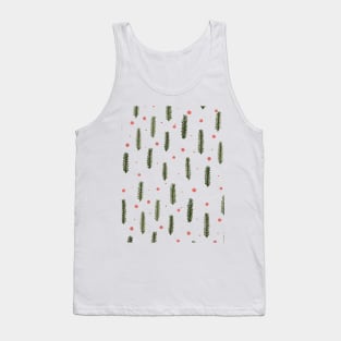 Christmas branches and dots - sap green and coral Tank Top